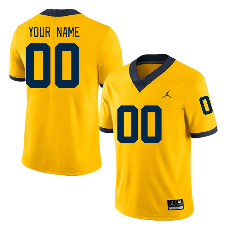 Custom Michigan Wolverines Name And Number College Football Jerseys Stitched-Gold